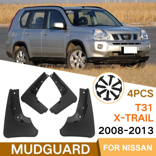 For Nissan X-Trail T31 2008-2013 4pcs/Set Car Auto Soft Plastic Splash Flaps Fender Guard - Mudguards by buy2fix | Online Shopping UK | buy2fix