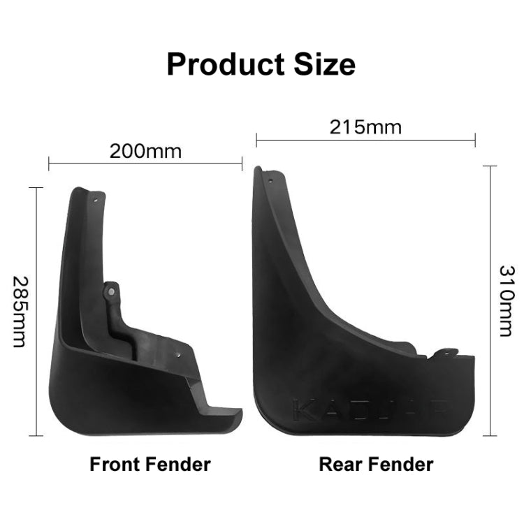 For Renault Kadjar 2016-2019 4pcs/Set Car Auto Soft Plastic Splash Flaps Fender Guard - Mudguards by buy2fix | Online Shopping UK | buy2fix