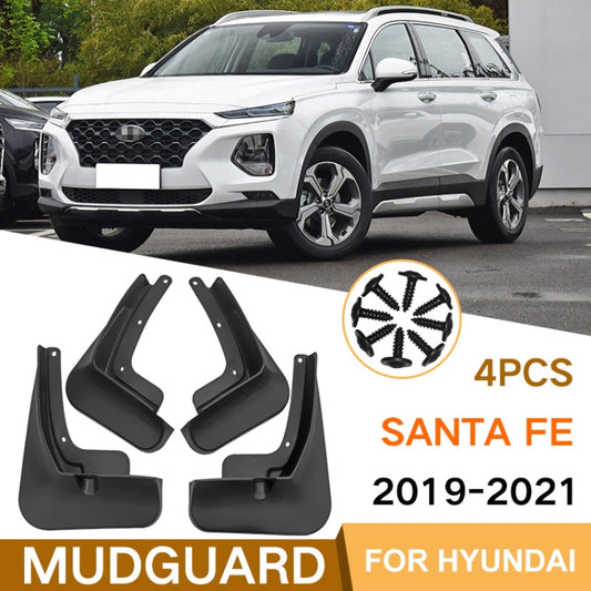 For Hyundai Santa Fe 2019-2021 4pcs/Set Car Auto Soft Plastic Splash Flaps Fender Guard - Mudguards by buy2fix | Online Shopping UK | buy2fix