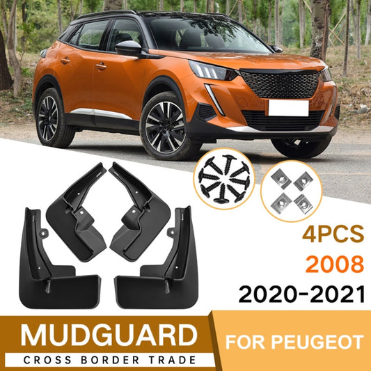 For Peugeot 2008 2020-2023 4pcs/Set Car Auto Soft Plastic Splash Flaps Fender Guard - Mudguards by buy2fix | Online Shopping UK | buy2fix