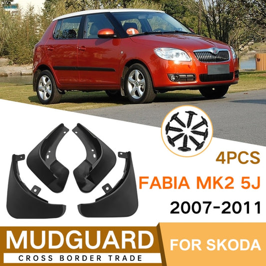 For Skoda Fabia MK2 5J 2007-2011 4pcs/Set Car Auto Soft Plastic Splash Flaps Fender Guard - Mudguards by buy2fix | Online Shopping UK | buy2fix