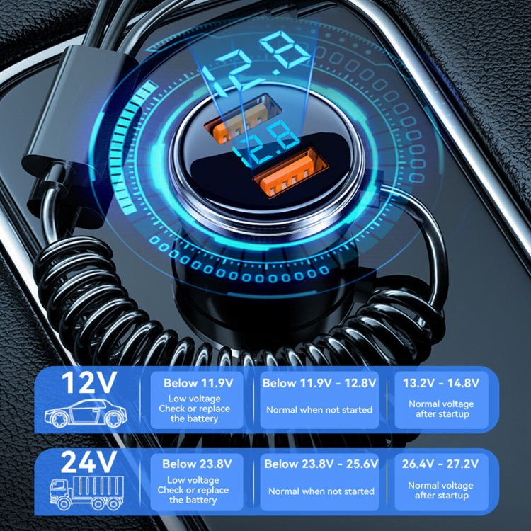 BW13 67.5W 3 in 1 Charging Cable & Dual USB Port Car Charger - Car Charger by buy2fix | Online Shopping UK | buy2fix
