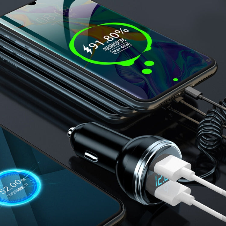 BW13 67.5W 3 in 1 Charging Cable & Dual USB Port Car Charger - Car Charger by buy2fix | Online Shopping UK | buy2fix