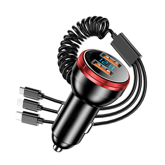 BW15 110W 3 in 1 Charging Cable & Dual USB Port Car Charger (Red) - Car Charger by buy2fix | Online Shopping UK | buy2fix