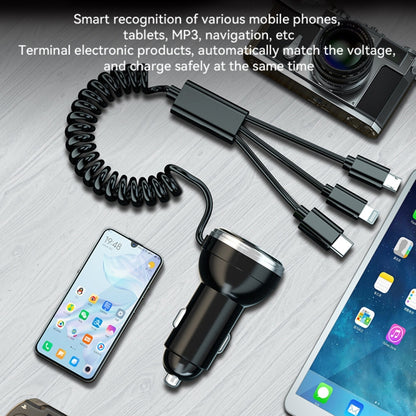 BW15 110W 3 in 1 Charging Cable & Dual USB Port Car Charger (Red) - Car Charger by buy2fix | Online Shopping UK | buy2fix