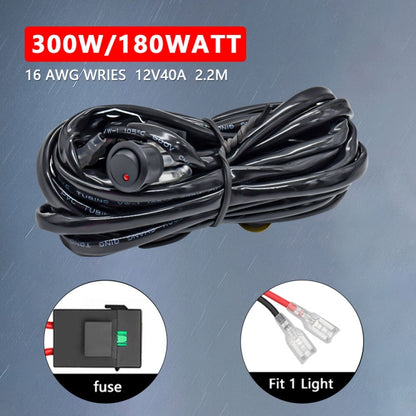 D0034 Off-road Vehicle 300W Round Waterproof Switch Light Wiring Harness - Wires by buy2fix | Online Shopping UK | buy2fix