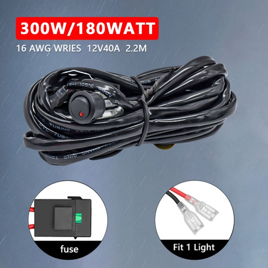 D0034 Off-road Vehicle 300W Round Waterproof Switch Light Wiring Harness - Wires by buy2fix | Online Shopping UK | buy2fix