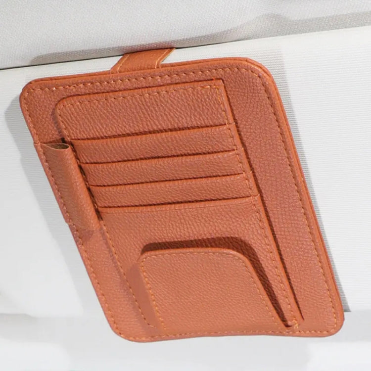Multifunctional Car Litchi Pattern Glasses Holder Sun Visor Bill Holder (Orange) by buy2fix
