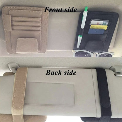 Multifunctional Car Litchi Pattern Glasses Holder Sun Visor Bill Holder (Orange) by buy2fix