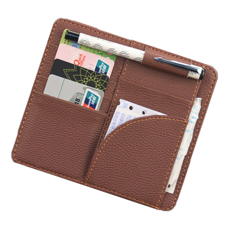 Car Multifunctional Sun Visor Card Holder Bill Storage Card Bag (Brown) by buy2fix
