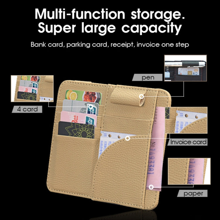 Car Multifunctional Sun Visor Card Holder Bill Storage Card Bag (Beige) by buy2fix