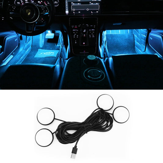 Car 4 in 1 USB RGB Foot LED Atmosphere Light (Ice Blue Light) - Atmosphere lights by buy2fix | Online Shopping UK | buy2fix