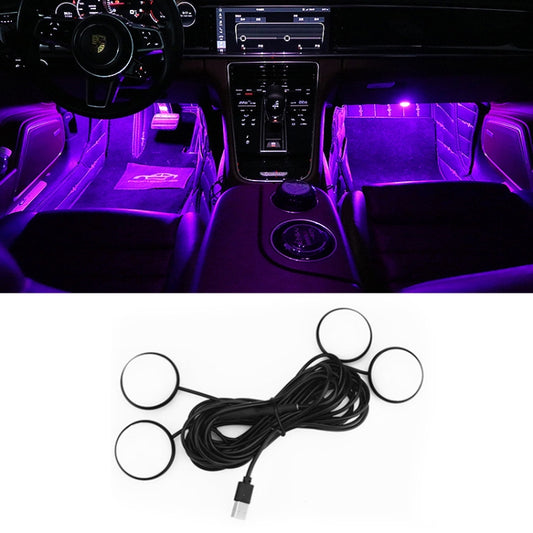 Car 4 in 1 USB RGB Foot LED Atmosphere Light (Pink Light) - Atmosphere lights by buy2fix | Online Shopping UK | buy2fix