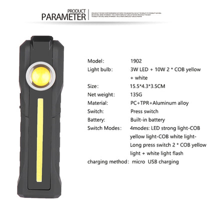 1902A Folding Magnet Car Inspection Light Work Maintenance Lamp Emergency COB LED USB Charging Lamp - Other Tools by buy2fix | Online Shopping UK | buy2fix