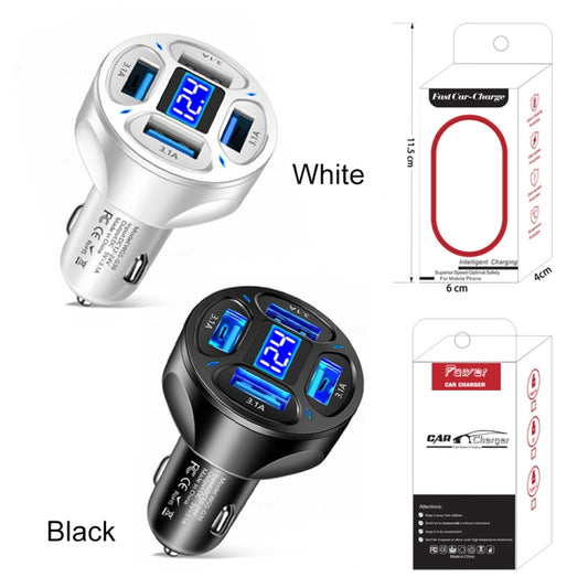 WGS-G36 3.1A 4 in 1 Digital Display Car Charger with Voltmeter (Black) - Car Charger by buy2fix | Online Shopping UK | buy2fix