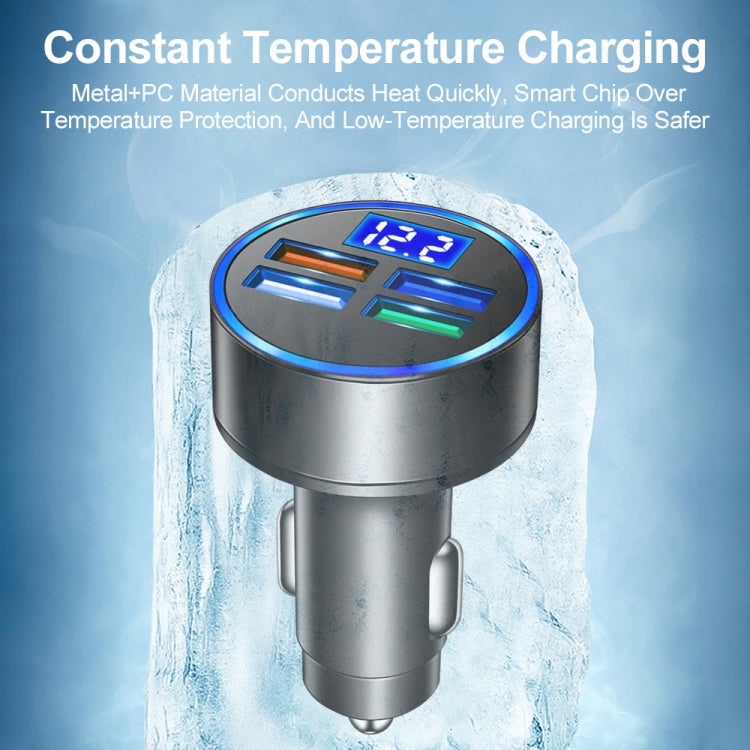 3.1A 4 in 1 Digital Display Car Charger with Voltmeter - Car Charger by buy2fix | Online Shopping UK | buy2fix