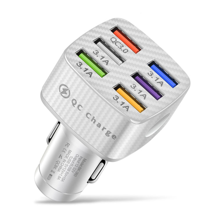 BK-360 6 in 1 QC3.0+3.1A USB luminescent Car Charger (White) - Car Charger by buy2fix | Online Shopping UK | buy2fix
