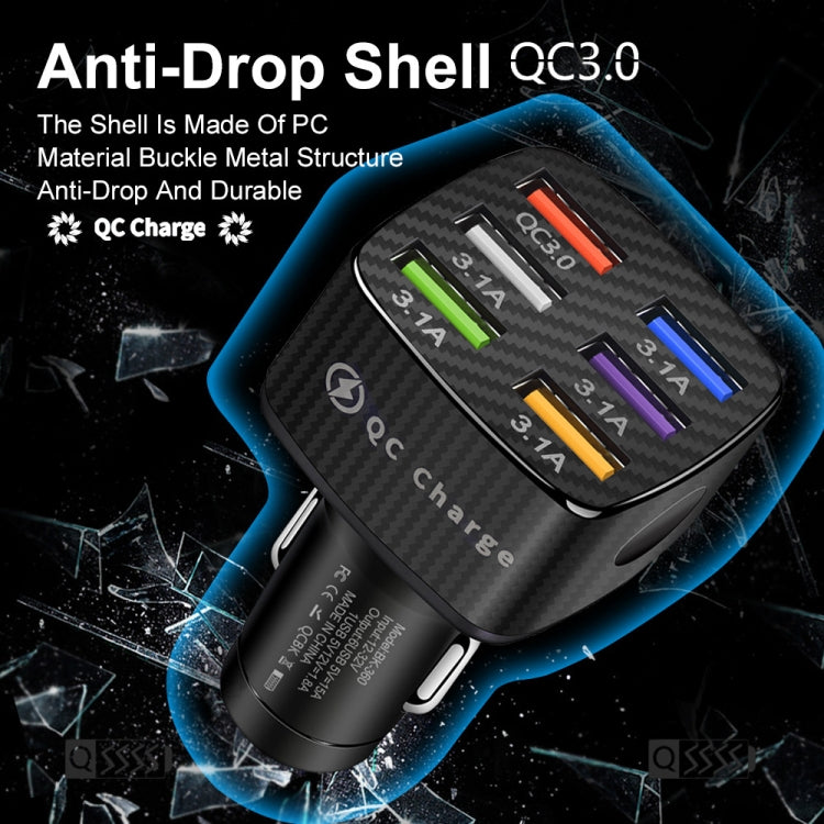 BK-360 6 in 1 QC3.0+3.1A USB luminescent Car Charger (White) - Car Charger by buy2fix | Online Shopping UK | buy2fix