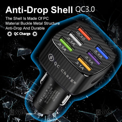 BK-360 6 in 1 QC3.0+3.1A USB luminescent Car Charger (White) - Car Charger by buy2fix | Online Shopping UK | buy2fix