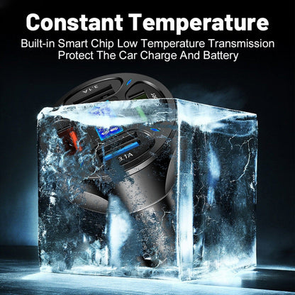 66W 4 in 1 Digital Display Fast Charging Car Charger with Voltmeter (White) - Car Charger by buy2fix | Online Shopping UK | buy2fix
