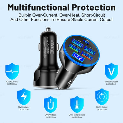 WGS-G37 5 in 1 Digital Display Super Fast Charging Car Charger with Voltmeter (Black) - Car Charger by buy2fix | Online Shopping UK | buy2fix