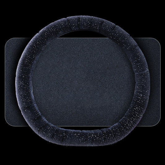 D Style Car Universal Self Heating Plush Warm Anti-skid Steering Wheel Cover, Diameter: 38cm (Black) - Steering Wheel Accessories by buy2fix | Online Shopping UK | buy2fix