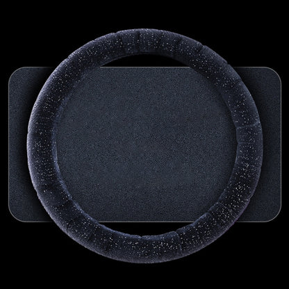 Round Style Car Universal Self Heating Plush Warm Anti-skid Steering Wheel Cover, Diameter: 38cm (Black) by buy2fix