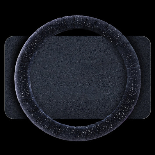 Round Style Car Universal Self Heating Plush Warm Anti-skid Steering Wheel Cover, Diameter: 38cm (Black) by buy2fix