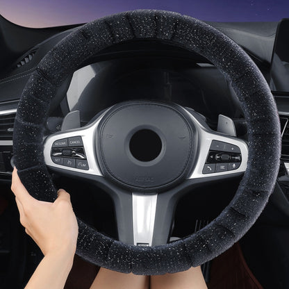 Round Style Car Universal Self Heating Plush Warm Anti-skid Steering Wheel Cover, Diameter: 38cm (Grey) by buy2fix