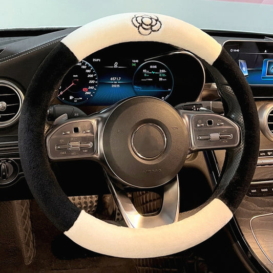 D Style Car Universal Camellia Pattern Plush Warm Anti-skid Steering Wheel Cover, Diameter: 38cm by buy2fix