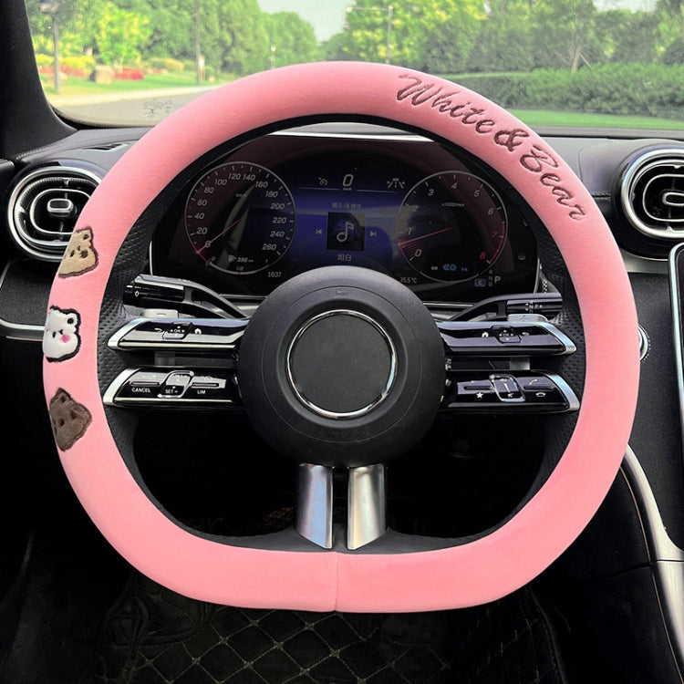 D Style Car Universal Cartoon Pattern Plush Warm Anti-skid Steering Wheel Cover, Diameter: 38cm (Pink) by buy2fix