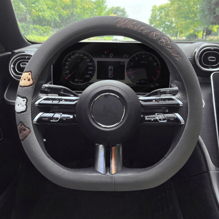 D Style Car Universal Cartoon Pattern Plush Warm Anti-skid Steering Wheel Cover, Diameter: 38cm (Grey) by buy2fix