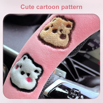Round Style Car Universal Cartoon Pattern Plush Warm Anti-skid Steering Wheel Cover, Diameter: 38cm (Black) by buy2fix