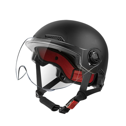 BY-1292 Unisex Motorcycle Frosted Protective Short Mirror Half Helmet (Black) - Helmets by buy2fix | Online Shopping UK | buy2fix