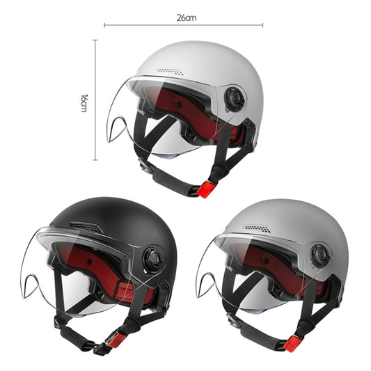 BY-1292 Unisex Motorcycle Frosted Protective Short Mirror Half Helmet (Black) - Helmets by buy2fix | Online Shopping UK | buy2fix