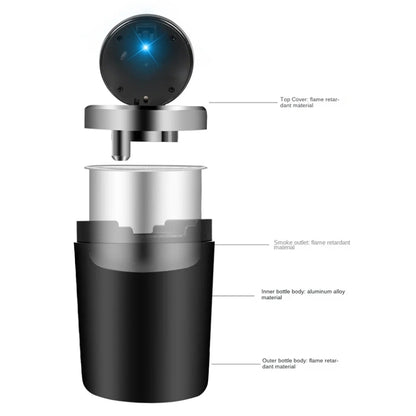 BY-1091 Car Press Style Metal Liner Ashtray with LED Light by buy2fix