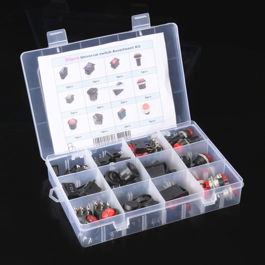50pcs Universal Power Switch Button Assortment Kit - Car Switches by buy2fix | Online Shopping UK | buy2fix