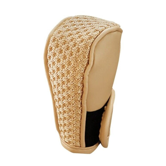Universal Car PU + Ice Silk Gear Shift Knob Protective Cover (Beige) - Shift Knob by buy2fix | Online Shopping UK | buy2fix