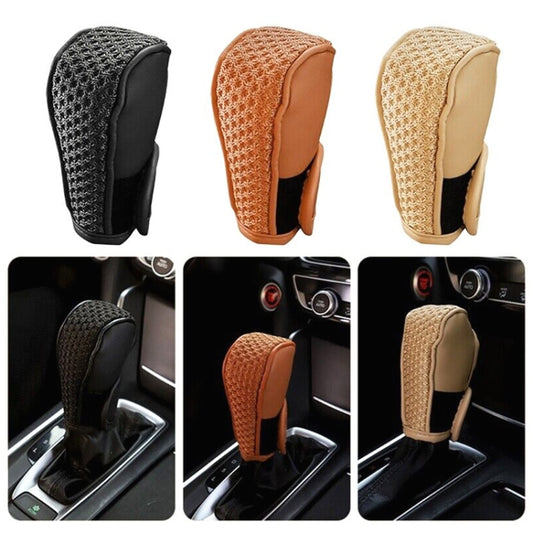 Universal Car PU + Ice Silk Gear Shift Knob Protective Cover (Beige) - Shift Knob by buy2fix | Online Shopping UK | buy2fix