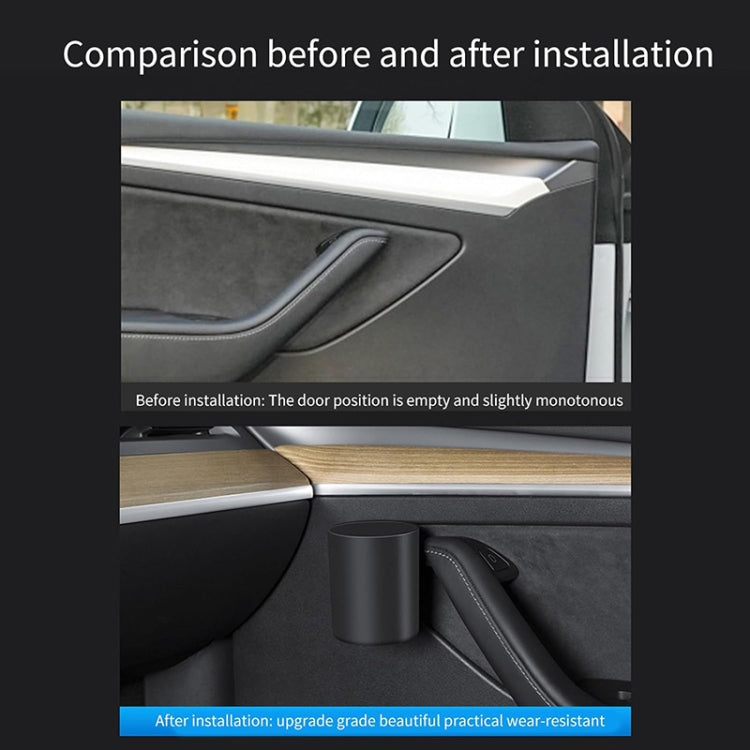 For Tesla Model Y / 3 2pcs / Set Car Door Main Driver & Co-pilot Water Cup Storage Holder by buy2fix