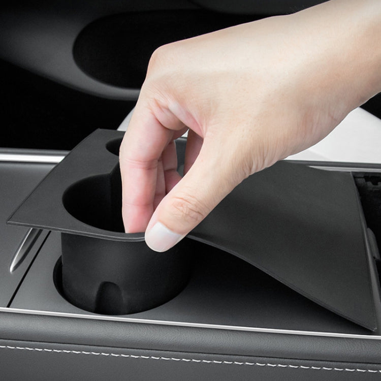 For Tesla Model 3 / Y Car Center Console Water Cup Holder All-inclusive Protective Pad (Black) by buy2fix