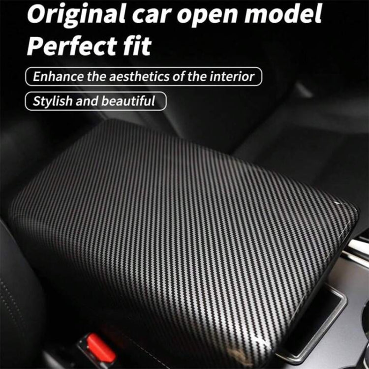 For Tesla Model 3 / Y Car Center Console Armrest Box Carbon Fiber Pattern Protective Cover by buy2fix