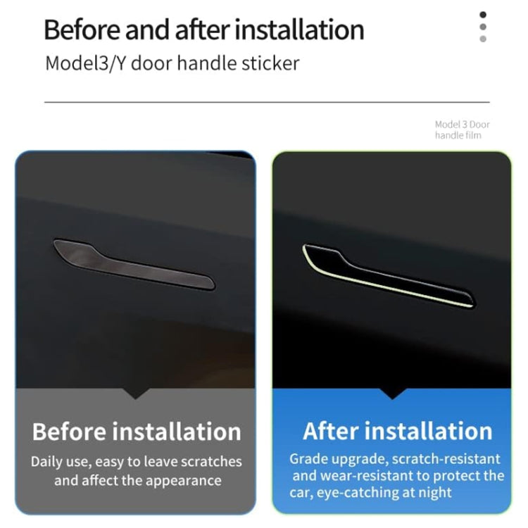 For Tesla Model 3 / Y 4pcs / Set Car Door Handle Luminous Decorative Sticker by buy2fix