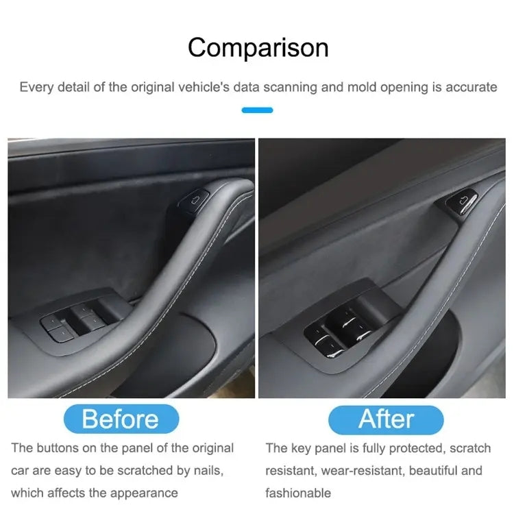 For Tesla Model 3 / Y 11pcs / Set Car Window Lift Button PU Adhesive Decorative Sticker by buy2fix