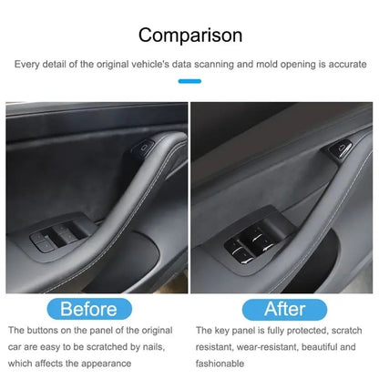 For Tesla Model 3 / Y 11pcs / Set Car Window Lift Button PU Adhesive Decorative Sticker by buy2fix