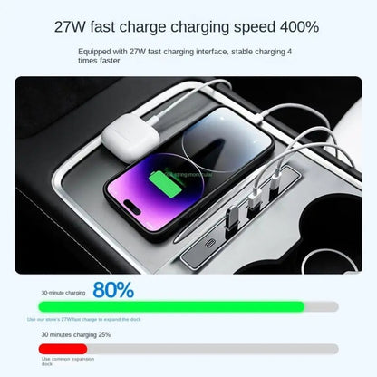 For Tesla Model Y / 3 27W Car Center Console Integrated Smart Docking Station - Car Charger by buy2fix | Online Shopping UK | buy2fix