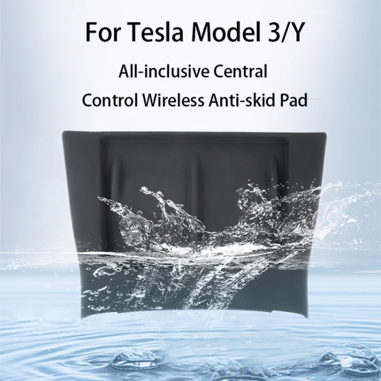 For Tesla Model 3 / Y Car Center Console Phone Wireless Charging Silicone Anti-slip Mat (Grey) - Wireless Charging Pads by buy2fix | Online Shopping UK | buy2fix