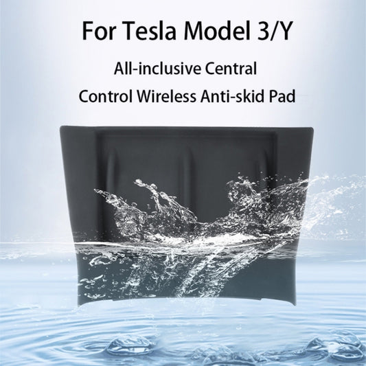 For Tesla Model 3 / Y Car Center Console Phone Wireless Charging Silicone Anti-slip Mat (Grey) - Wireless Charging Pads by buy2fix | Online Shopping UK | buy2fix