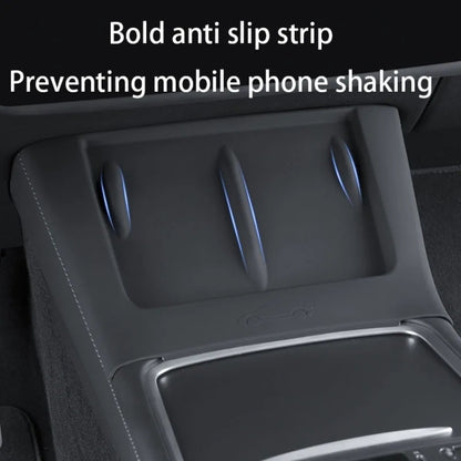 For Tesla Model 3 / Y Car Center Console Phone Wireless Charging Silicone Anti-slip Mat (White) - Wireless Charging Pads by buy2fix | Online Shopping UK | buy2fix