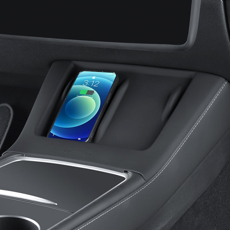 For Tesla Model 3 / Y Car Center Console Phone Wireless Charging Silicone Anti-slip Mat (Grey) - Wireless Charging Pads by buy2fix | Online Shopping UK | buy2fix